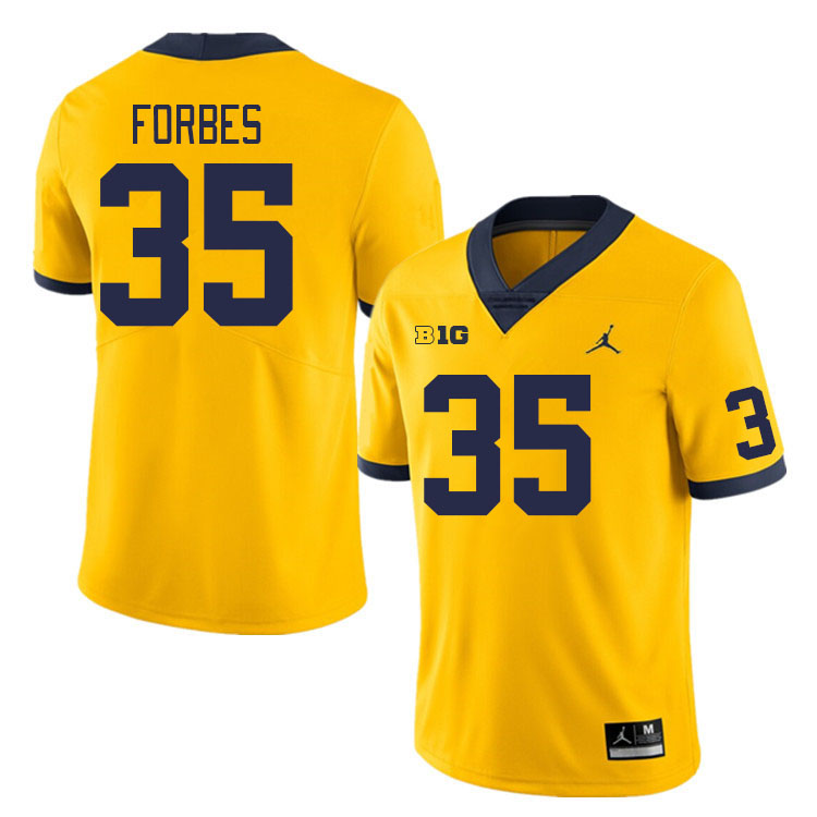 Michigan Wolverines #35 Logan Forbes College Football Jerseys Stitched Sale-Maize